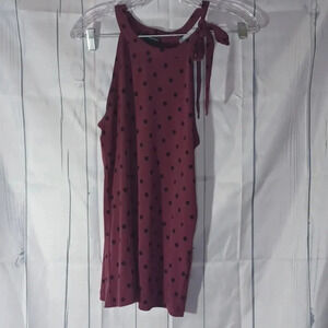 Banana Republic sleeveless Burgundy and black polka dot sleevless shirt